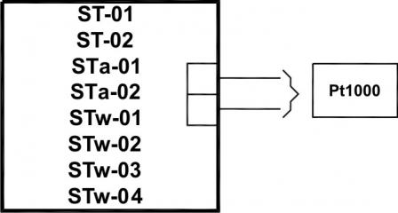 Схема подключения датчиков температура ST-01 (СТ-01), ST-(СТ-02