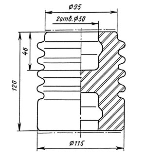 Рис.1.Схематическое изображение изолятора ОФР-10-750м (не армированный) 