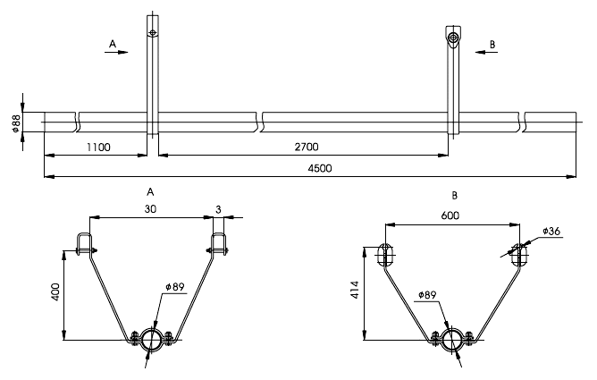 Рис.1. Схематическое изображение узла крепления УКЭ-4