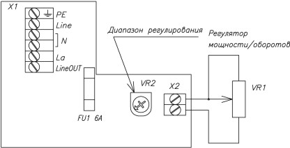 Рис.1. Схема подключения регулятора VCA-100