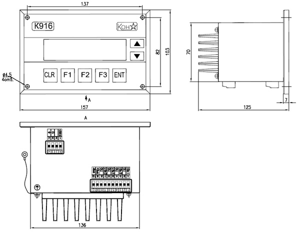 Рис.1. Габаритный чертеж усилителя-преобразователя мощности электронного К916