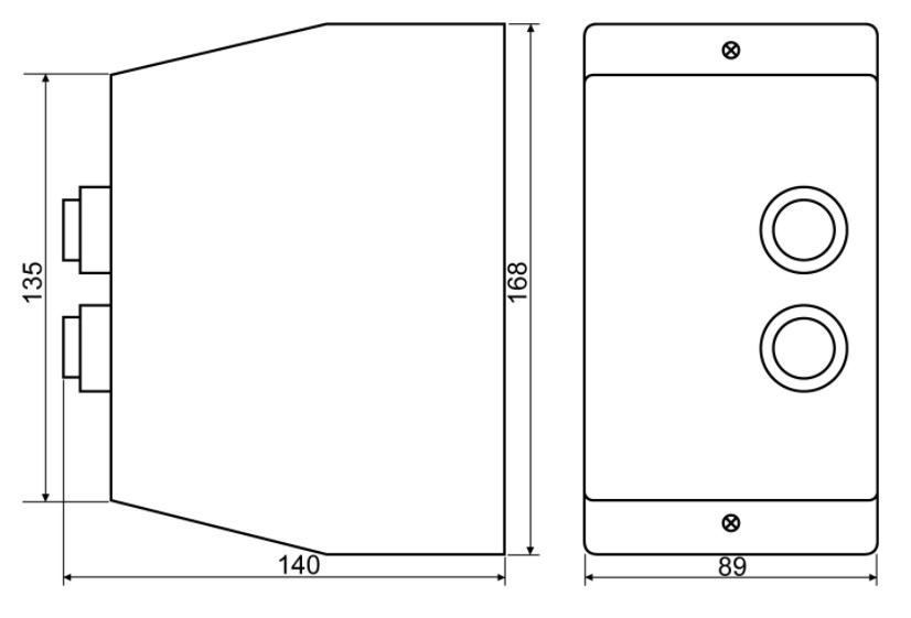 Схема габаритных размеров пускателя ПМК-12